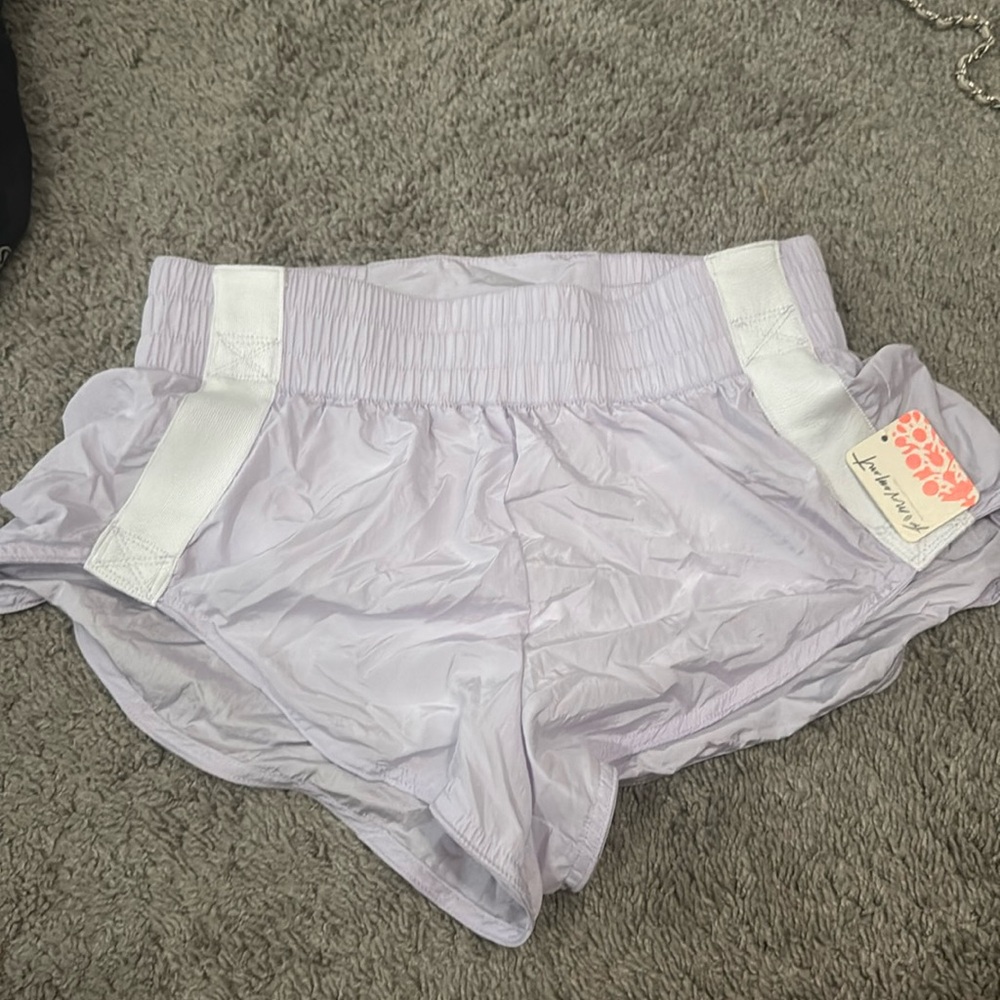 FP Movement by Free People Lilac Athletic Shorts with White Straps